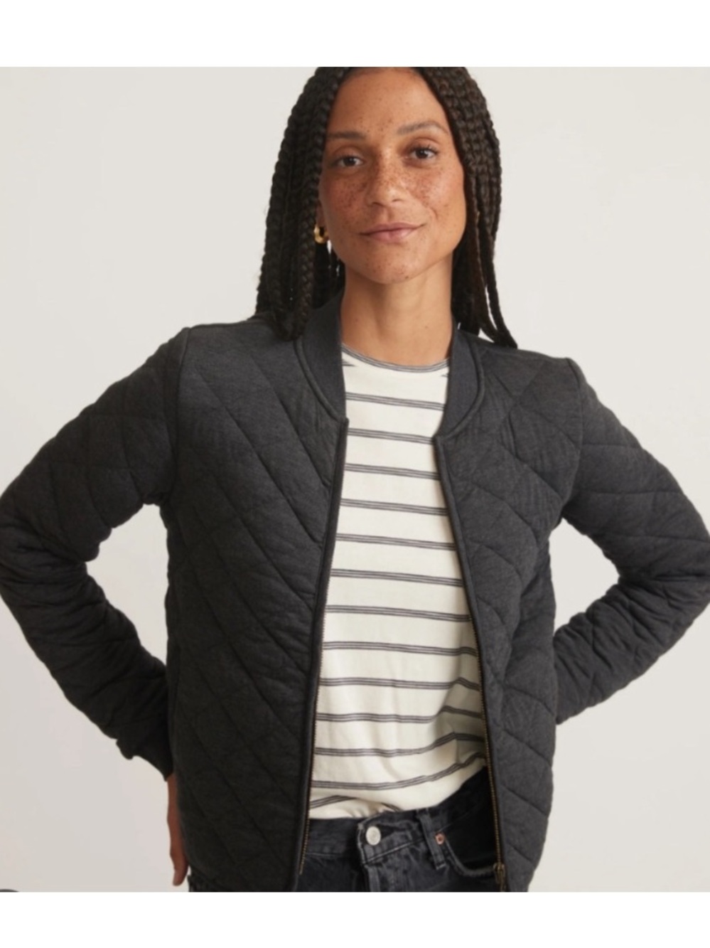 Marine layer Corbet Quilted Bomber Jacket Medium
